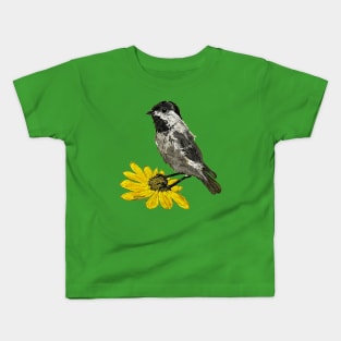 Chickadee On A Sunflower Kids T-Shirt